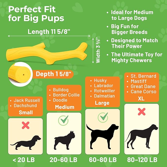 Yellow Chicken Flavored Rubber Dog Toy - 100% Natural Rubber Squeaky Toy for Medium & Large Breeds - Ideal for Fetch & Tug of War & Dental Ridges for Chewing - Non-Toxic & Safety Tested