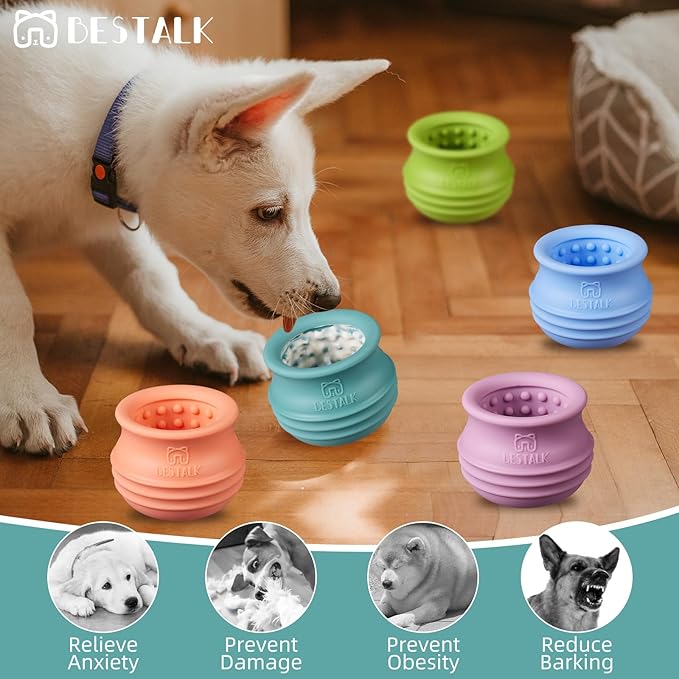 Dog Enrichment Treat Toy, Long-Lasting Wobbly Interactive Freeze Lick Toys for Dogs, Stuffable Puzzle Feeder Toy for Boredom, Silicone Treat Dispensing Chew Toy (Teal Blue,M)
