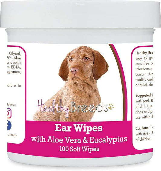 Healthy Breeds Wirehaired Vizsla Ear Cleaning Wipes with Aloe & Eucalyptus for Dogs 100 Count