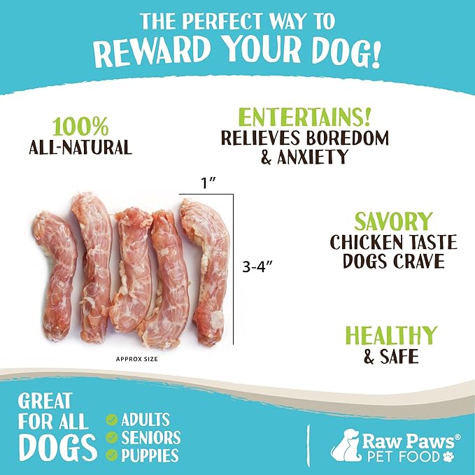 Raw Paws Frozen Raw Chicken Necks for Dogs, 20 lb - Made in USA - Fresh Meaty Bones - Frozen - All-Natural Meaty Bones for Dogs - Healthy Edibles