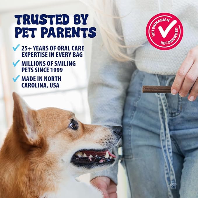 Dental Fresh Dental Treats for Large Dogs, Vet-Formulated Teeth Cleaning Dental Sticks to Help Reduce Plaque and Tartar and Freshen Breath, 15 Count Brush Free Dental Chews for Dogs 50 lbs and Up