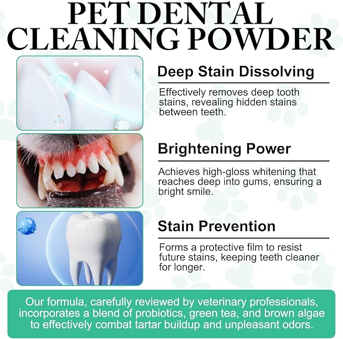 ARMOYA Dog Dental Powder for Fresh Breath and Healthy Teeth - Plaque Control for Small, Medium, Large Dogs