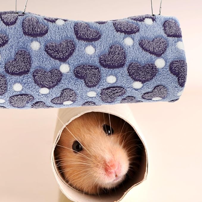 ARTIBETTER Adorable Hamster Tunnel and Hanging Plush Chinchilla Hammock Soft Small Animal Hideout Warm Cage Accessory for Ferrets, Guinea Pigs, and Sugar Gliders