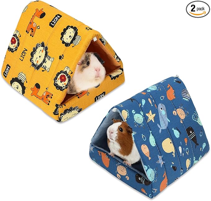 YUEPET 2 Pack Guinea Pig Bed - Washable Guinea Pig Hideout and House Small Animal Hideout Cage Accessories for Guinea Pigs Chinchillas Dwarf Rabbits Hamsters Hedgehogs