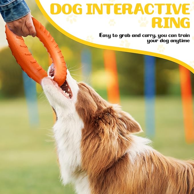 Jenaai 4 Pack Dog Ring Toy Dog Training Chew Toy for Outdoor Aggressive Durable Pet Chewers Floating Toys Puppy Ring for Large Medium Puppy Training (Multicolored,7.48 Inch)