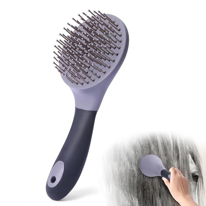 Equine Mane & Tail Combs Horse Brush Shedding Brush Grooming Tool for Horse (Gray)