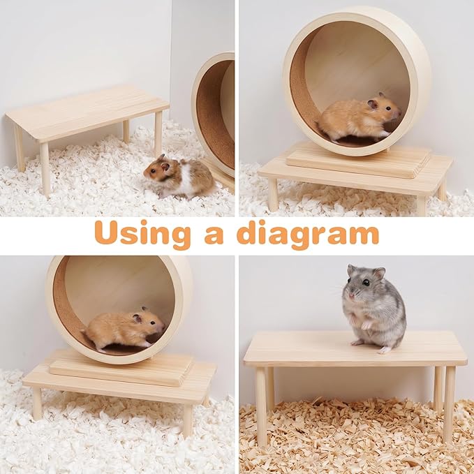 Wooden Hamster Platform, 35x18x17cm Natural Wood Resting and Climbing Surface for Small Pets, Rectangle Cage Accessory Stand for Syrian Dwarf Gerbil Mice Hamster Cage Gerbils Hamsters and Small Pets
