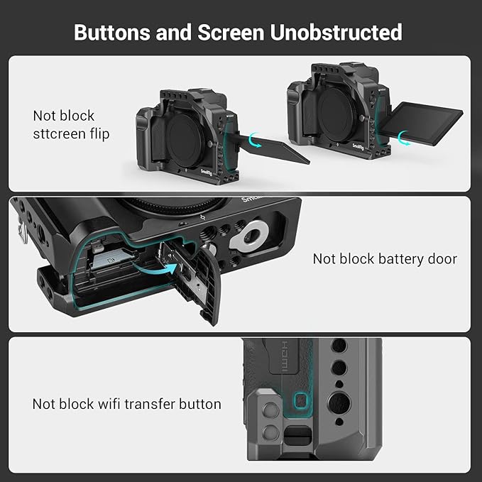 SmallRig M50 /M50 II /M5 Cage (Upgraded), Aluminum Alloy Video Film Movie Making Rig with Integrated Grip and NATO Rail for Canon M50 /M50 II /M5 2168C