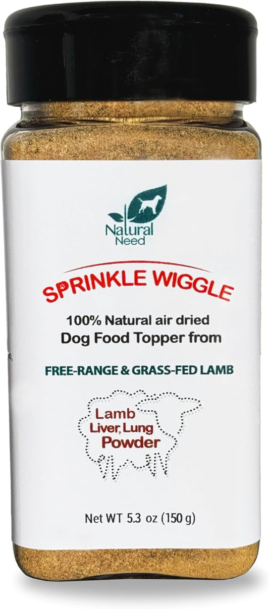 Sprinkle Wiggle - All Natural, Grass-Fed & Free-Range, 100% Lamb Liver & Lung Mix Topper for Dog Food, 5.3oz