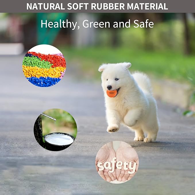 Dog Balls Indestructible,Solid Rubber Bouncy for Dogs Aggressive Chewers Small Breed,Non-Toxic&Floating&High Elasticity,Durable Fetch Ball Small to Chew,Play and Training, Orange, 2 In(5cm)