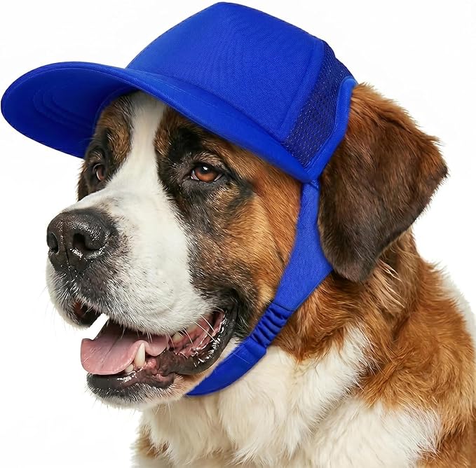 Tuff Pupper Dog Baseball Cap | UV Protection Dog Sun Hat | Breathable Lightweight Design | Secure Adjustable Chin Strap | Quick-Dry Fabric | Reinforced Brim | Small Medium Large Dogs (Blue, XXL)
