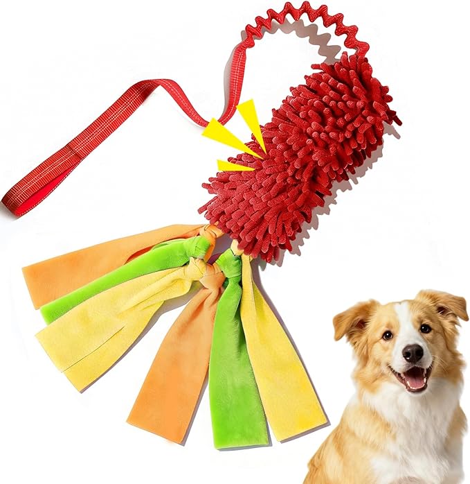 Squeaky Dog Tug Toy, Interactive Tug of War Rope Toys for Small Medium Large Dog, Soft Chenille Chewing Dog Rope Toys for Puppy Training and Play Games
