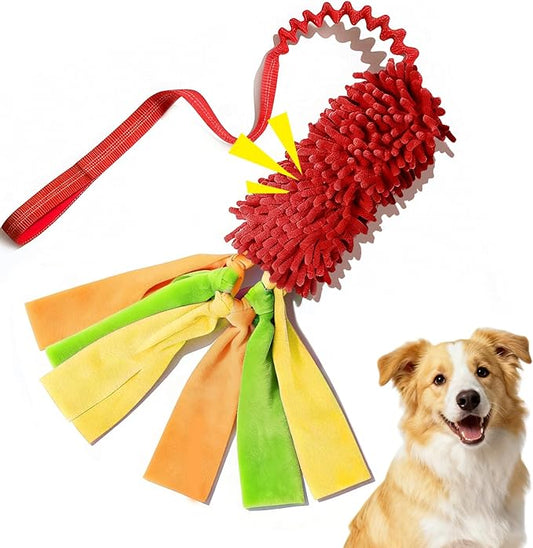 Squeaky Dog Tug Toy, Interactive Tug of War Rope Toys for Small Medium Large Dog, Soft Chenille Chewing Dog Rope Toys for Puppy Training and Play Games