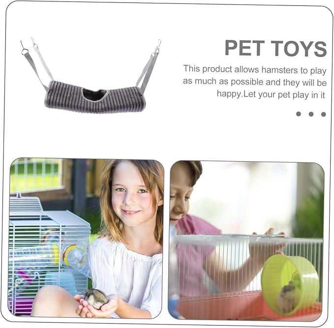 Milisten Warm Plush Ferret Hideout Nest Small Pet Hanging Tunnel Cage Hammock for Hamsters Rats Chinchillas Cozy Winter Sleeping and Playing Space in Grey