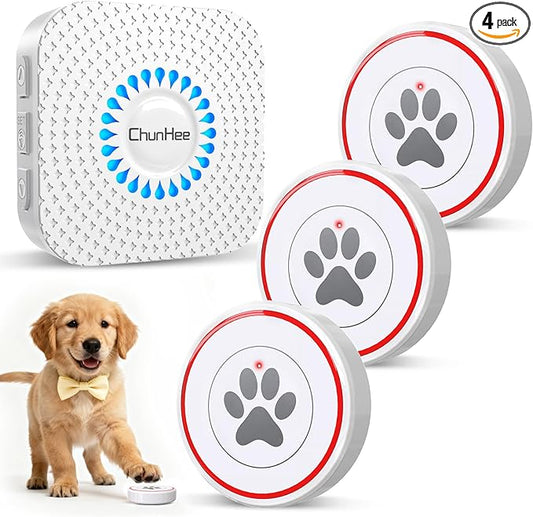 ChunHee Dog Door Bell for Potty Training – Wireless Doggie Doorbell to Go Outside, 1.6in Touch Surface, Easy for Puppy & Adult Dogs, IP55 Waterproof, 500FT Range, 55 Ringtones, Adjustable Volume