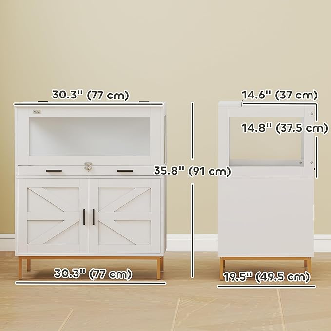 PawHut Hamster Cage with Storage Cabinet, Small Animal Cage with Pull Out Drawer and Acrylic Panels, Ventilated Large Guinea Pig Habitat for Bunny, Hedgehog, Gerbil, Rat, 30" x 19.5" x 36"