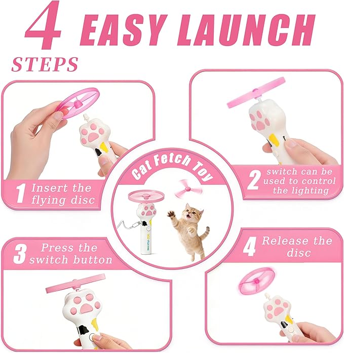 20PCs Cat Fetch Toy Discs,Interactive Flying Cat Toy with 10 Luminous and 10 Regular Flying Saucers for Pet Dog Playing,Hunting Tracking Chasing Training Toys for Indoor Outdoor(Only Flying Propeller)