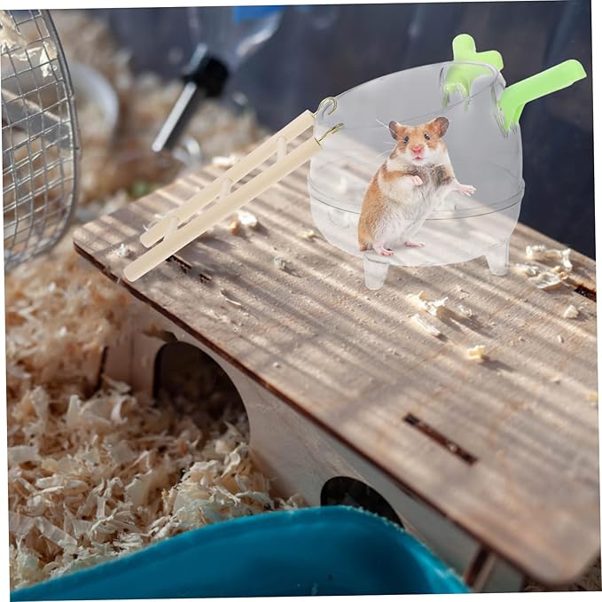 Totority Hamster Bath House Sand Dual-Function Litter Box and Grooming Station for Hamsters Gerbils and Chinchillas Complete Bathing Kit Ladder