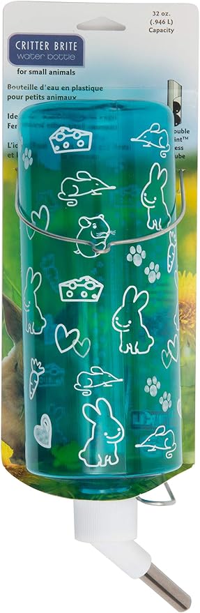 Lixit® Critter Bright Water Bottles for Hamsters, Rabbits, Chinchillas, Ferrets, Guinea Pigs and Other Small Animals - Made in USA (Blue (Pack of 2), 32 Ounce)