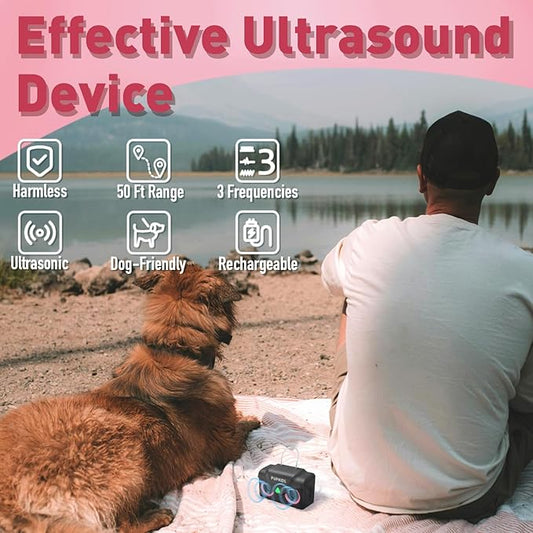 Anti Barking Device for Dogs - Dog Bark Deterrent Devices with 3 Modes Range 50ft, Rechargeable Ultrasonic Dog Barking Silencer for Indoor & Outdoor