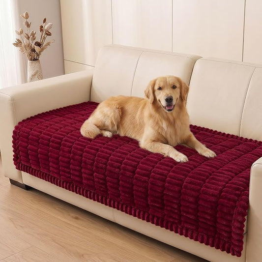 Smiry Couch Cover for Dogs, Non Slip Washable Sofa Protector for Pets, Soft Furniture Cover for Pet, Stylish Sofa Covers, Cozy Protect Against Fur, Dirt & Everyday Messes (Red, 35.4" x 63")
