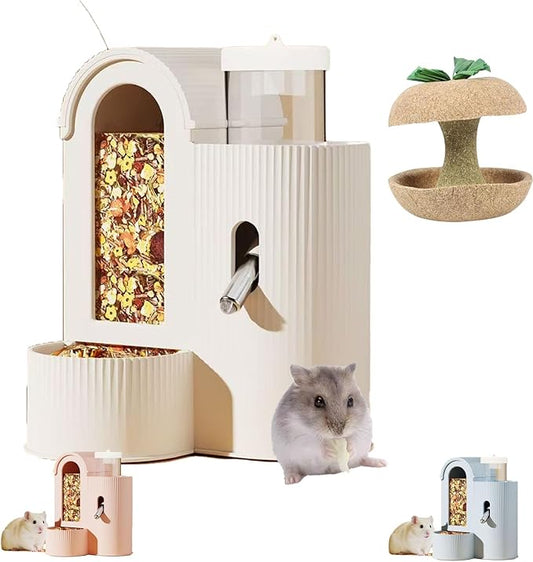 Rabbit Food Water Dispenser, Guinea Pig Water Bottle & Automatic Bunny Feeder, Cage Accessories,3 Color Feeder Dispenser for Hamster, Chinchilla, Ferret Small Animals (White)