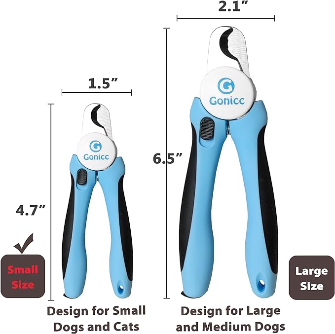 gonicc Dog & Cat Pets Nail Clippers and Trimmers - with Safety Guard to Avoid Overcutting, Free Nail File, Razor Sharp Blade - Professional Grooming Tool for Pets (for Medium to Small Dogs)