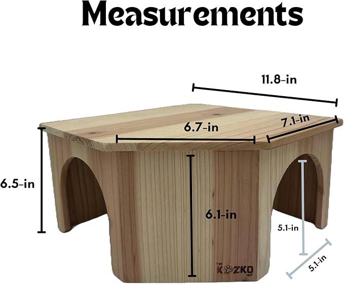 Wooden Guinea Pig Corner Hideout - Hidey for Chinchilla, Rat and Hedgehog with Pee Pad, Fully Assembled & Dual Entrances - Guinea Pig Accessories by The Kozko Hut