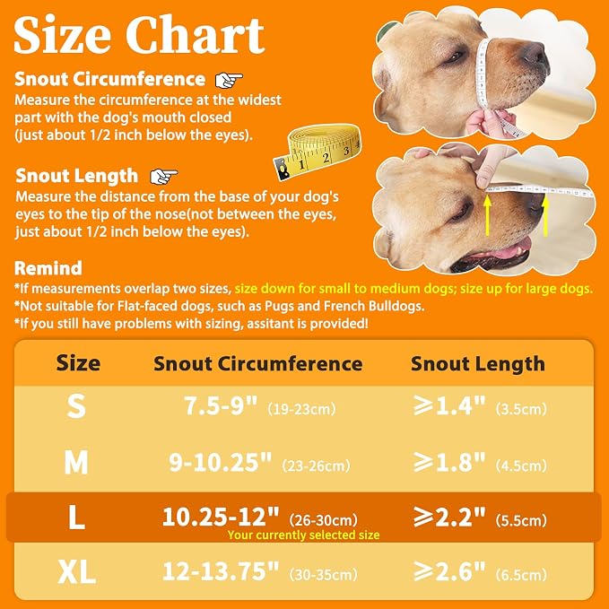 Mayerzon Dog Muzzle for Large Medium Small Dogs, Adjustable Fit, Soft & Sturdy Fabric, Prevents Fierce Barking Biting Chewing, Ideal for Grooming Walking Vet Visits, Allows to Pant Drink (Blue, L)