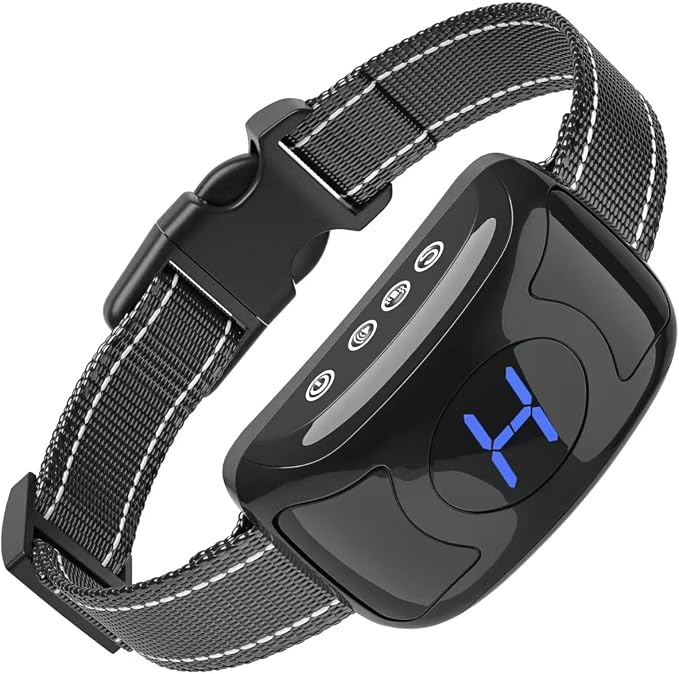 No Shock Vibration Bark Collar for Large & Medium Dogs - Safe & Humane Dog Bark Collar with Beep & Vibration, 3 Adjustable Sensitivity Levels, 100% IPX7 Waterproof Dog Training Collar