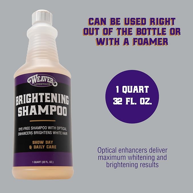 Weaver Livestock Brightening Shampoo for Horses, Pigs, Cattle, Gentle, and Effective, Shampoo with Optical Enhancers, Daily Use Cattle Show Supplies