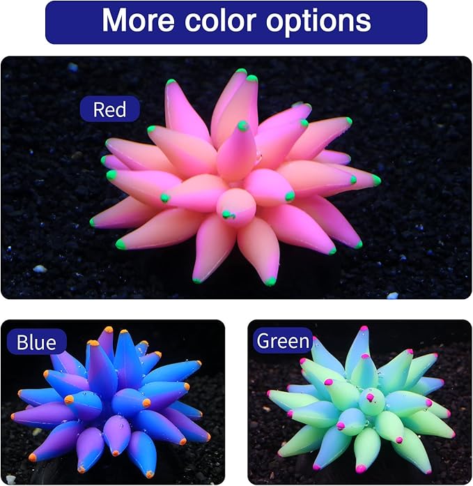 Soft Silica Gel Moves Naturally with Water Flow, Aquarium Decorations Glow in The Dark, Glowing Coral Ornaments for Fish Tank Decorations (Green, Winter Beauty)