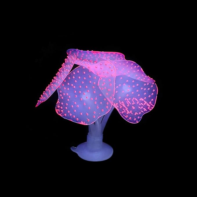 4 Pack Aquarium Fish Tank Decorations: Coral, Mushroom, Anemone, Plants Kit - Glowing Fish Tank Decorations for Small and Large Aquarium Decor Accessories