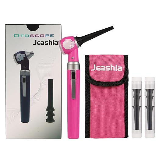 Veterinary LED Otoscope for Pets Cat-Design - Ear Infection Detector with Light, 6 Disposable Tips for Dogs & Cats, Portable Home Ear Checker (Pink)