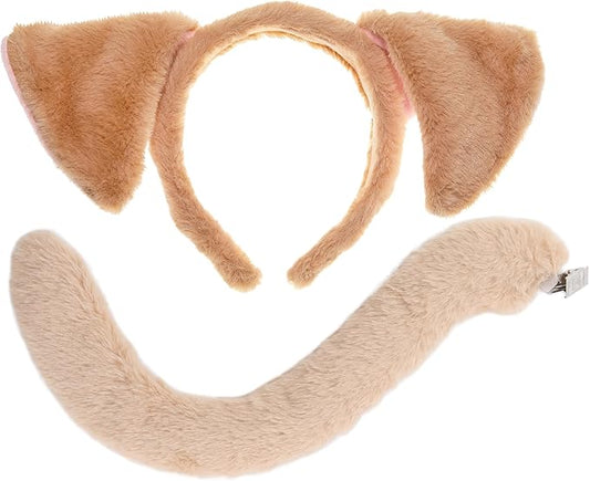 CHEU Puppy dog ears headband and tail costume