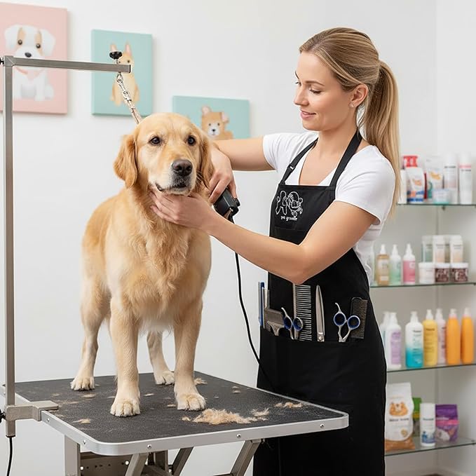 Gliitatu Dog Grooming Apron Smock Waterproof Apron for Dog Groomer Hair Resistant Barber Apron for Salon (1 Pack)
