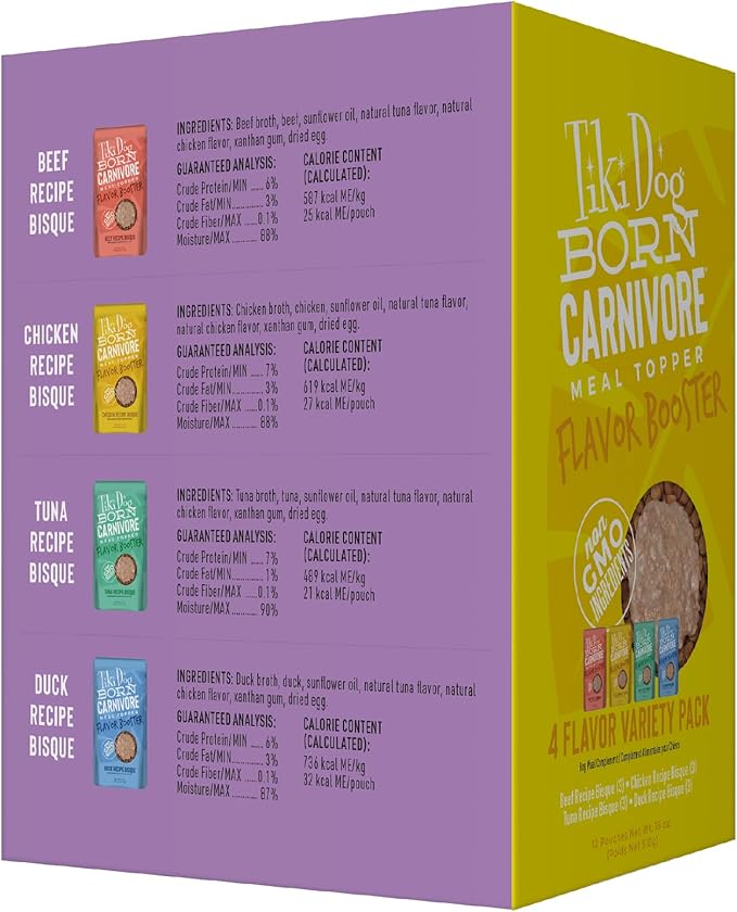 Tiki Dog Born Carnivore Dog - Dog Treats - Bisque - Variety Pack - 1.5 oz Pouch (Box of 12)