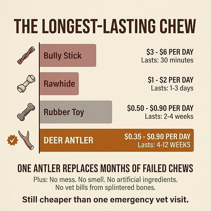 Heartland Deer Antlers for Dogs - Daily Dental Care Chews for Aggressive Chewers to Reduce Plaque & Prevent Destructive Behavior (Giant, 9+", 1-Pack, Grade A, USA Made)
