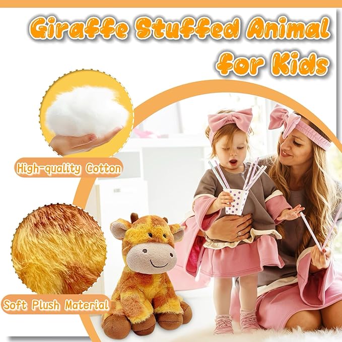 11" Giraffe Stuffed Animal Plush Toys for Girls and Boys, Cute Baby Giraffe Stuffed Animals, Plushie Party Favors for Kids, Soft Zoo Plush Toys for Birthday, Room Decorations