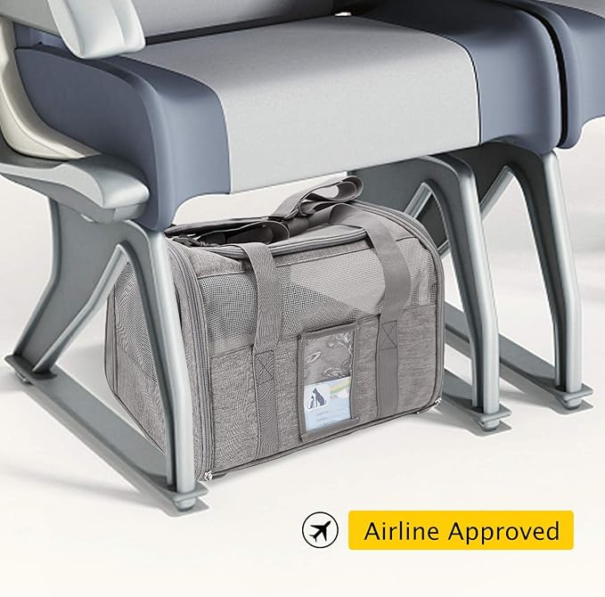 Refrze Cat Carrier for Large Cats 20 lbs, Medium Cat Under 25 lbs, Dog Carriers for Small Dogs, Soft Travel Pet Carrier for 2 Cats Small Dogs, Grey