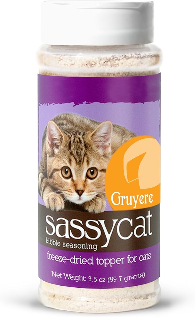 Herbsmith Sassy Cat Kibble Seasoning – Freeze Dried Gruyere – Gourmet Food Topper for Picky Eaters – 100% Human-Grade Cheese for Cats - 3.5 oz