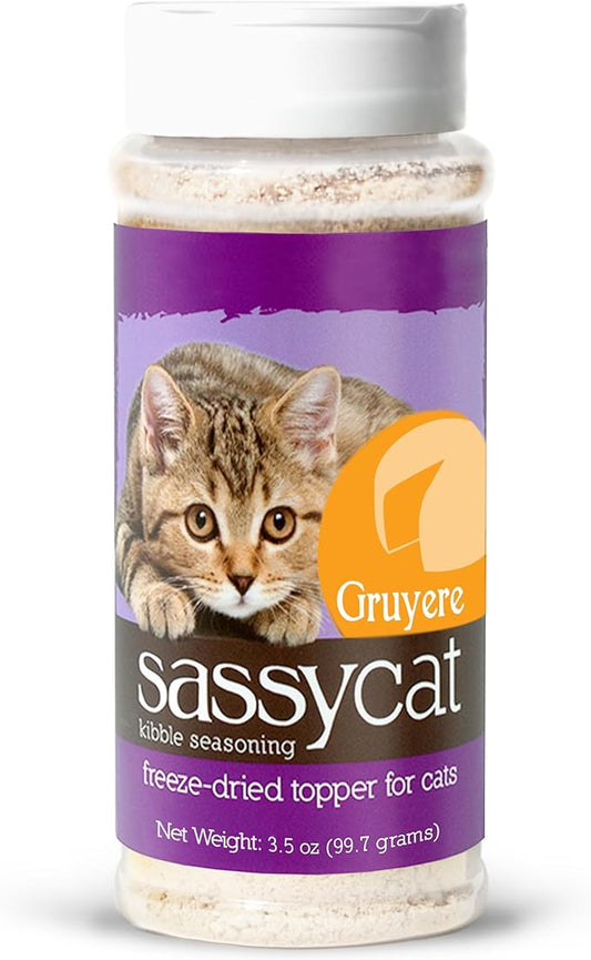 Herbsmith Sassy Cat Kibble Seasoning – Freeze Dried Gruyere – Gourmet Food Topper for Picky Eaters – 100% Human-Grade Cheese for Cats - 3.5 oz
