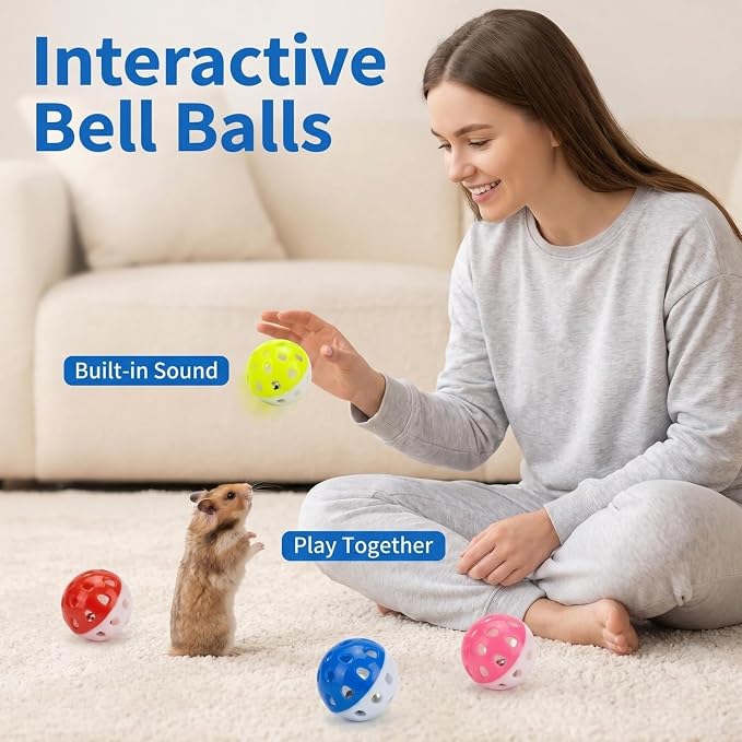 Hamster Collapsible Tunnel Tube Toys with 4 Bell Balls, Expandable Small Animal Hideout Exercise Toy 7.8inch Unextended 32.7inch Extended for Guinea Pig Gerbil Rat Ferret (White)