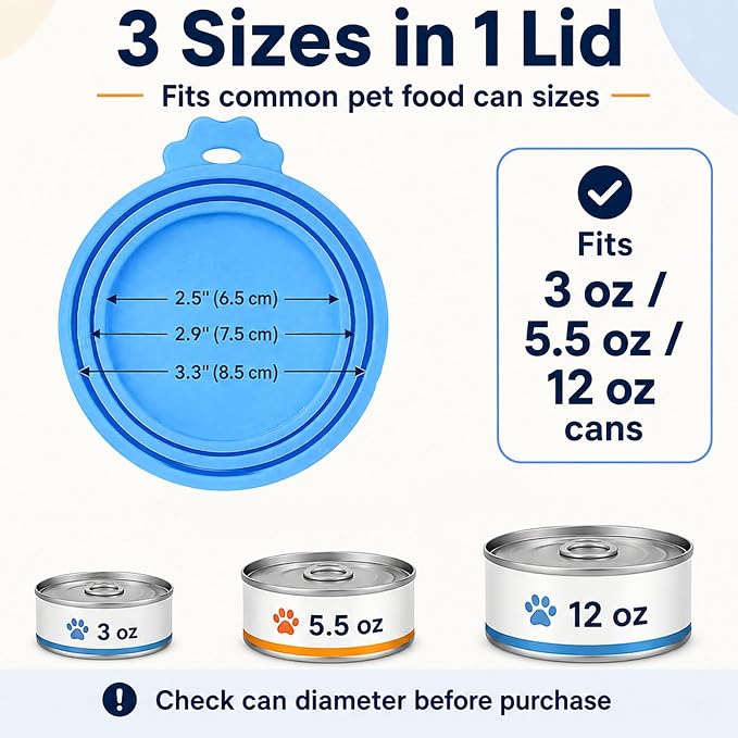Lydia's Deal 4 Pack Universal Pet Food Can Covers, Silicone Lids for Dog and Cat Cans, Fit Most Standard Sizes (Multicolor)