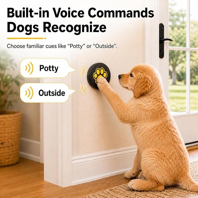 ChunHee Dog Bells to Go Outside, Touch Activated Dog Door Bell for Potty Training, Dog Bell for Door with 36 Built-in Sounds & Voice Commands, 5 Adjustable Volume Levels, Puppy Training Bell for Dogs