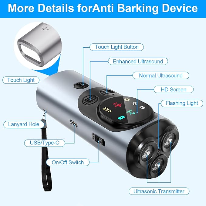 Dog Bark Deterrent Device, Anti Barking Device for Dogs, Ultrasonic Dog Bark Deterrent to Stop Barking 50 ft, Barks No More Dog Training Device, Barking Silencer for Dog Training