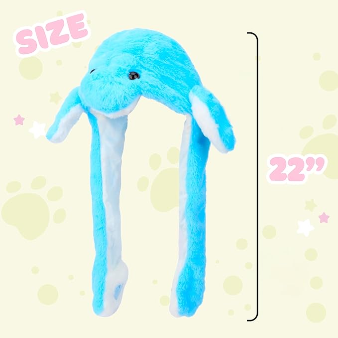 Bubblepompom Animal Hat with Ears Moving Jumping Pop Up Beating Hat Plush Holiday Cosplay Dress Up Funny Gift for Kids