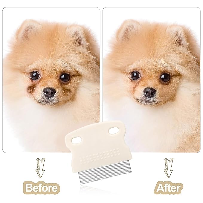 Fullhawl 5 Pieces Dog Eye Combs Tear Stain Remover Combs Pet Grooming Comb for Small Dogs Gently Removing Eye Mucus and Crust (Beige, Black)