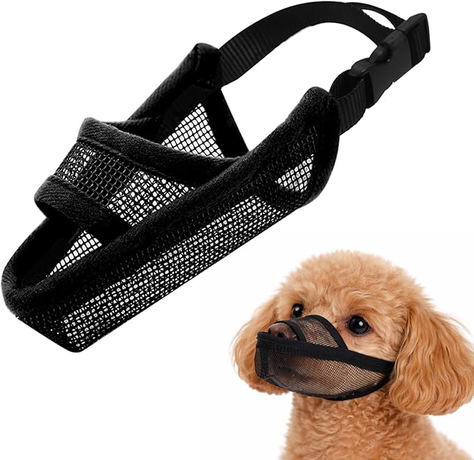 Crazy Felix Nylon Dog Muzzle for Small Medium Large Dogs Dachshund Beagle Poodle Labrador, Air Mesh Breathable and Drinkable Pet Mouth Guard for Anti-Biting Chewing Scavenging (XXS, Black)