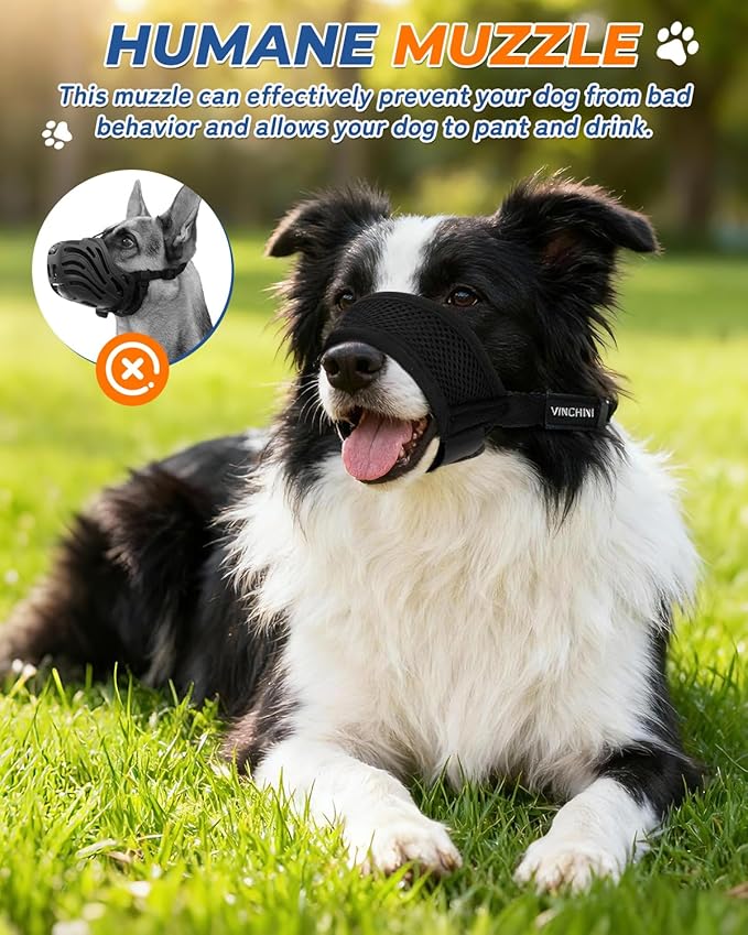 Soft Dog Muzzle for Anti Biting & Barking – Secure & Breathable Mesh Mouth Guard for Grooming, Vet Visits, and Walks - Fits Small, Medium, Large Sized Dogs (Black-XL)